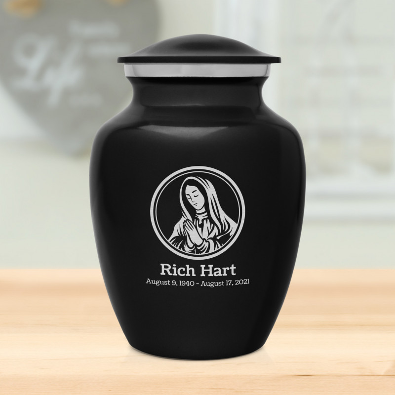 Mother Mary Sharing Urn - Jet Black