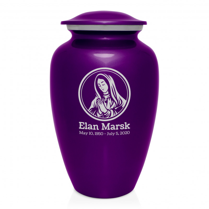 Mother Mary Cremation Urn - Purple Luster
