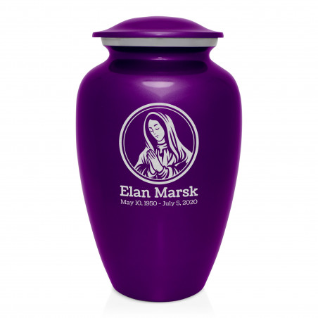 Mother Mary Cremation Urn - Purple Luster