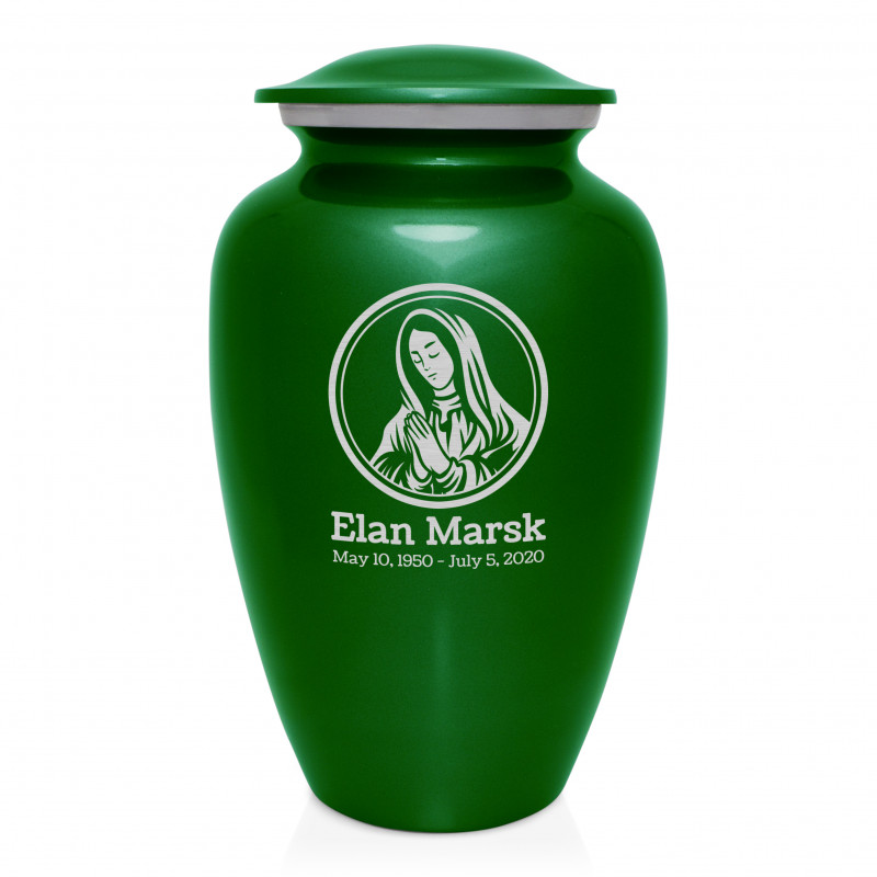 Mother Mary Cremation Urn - Shamrock Green