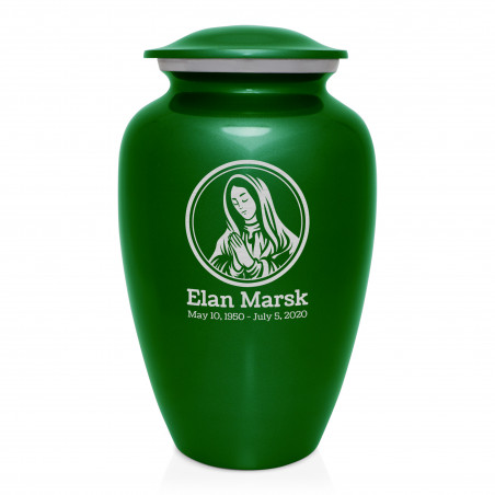 Mother Mary Cremation Urn - Shamrock Green