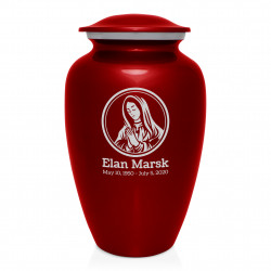 Mother Mary Cremation Urn - Ruby Red