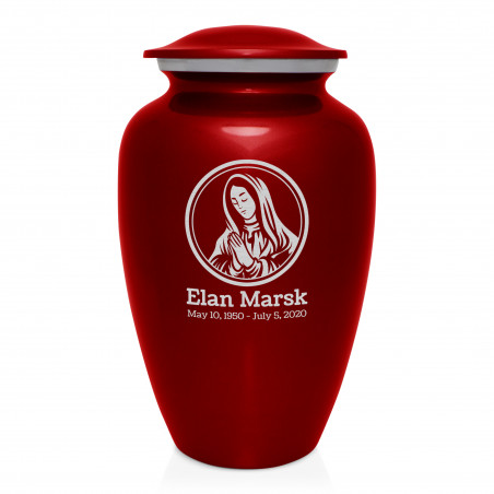 Mother Mary Cremation Urn - Ruby Red