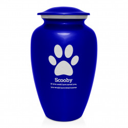 Extra Large Paw Print Pet Cremation Urn - Midnight Blue