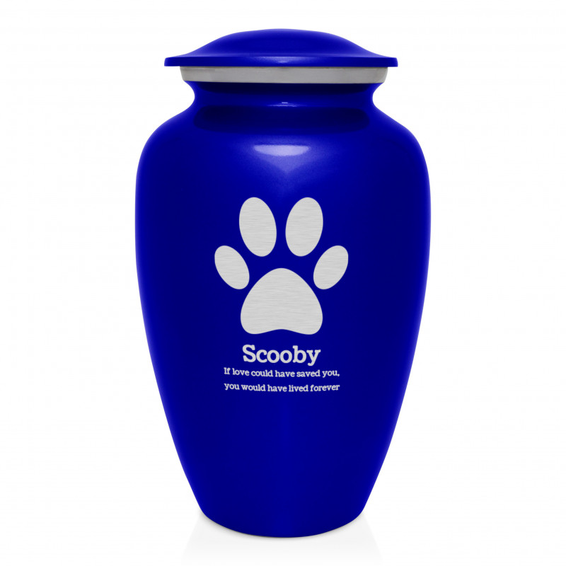 Extra Large Paw Print Pet Cremation Urn - Midnight Blue