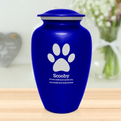 Extra Large Paw Print Pet Cremation Urn - Midnight Blue