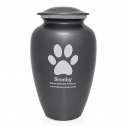 Extra Large Paw Print Pet Cremation Urn - Gunmetal Gray