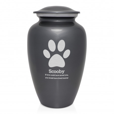 Extra Large Paw Print Pet Cremation Urn - Gunmetal Gray