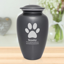 Extra Large Paw Print Pet Cremation Urn - Gunmetal Gray