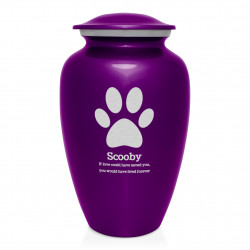 Extra Large Paw Print Pet Cremation Urn - Purple Luster