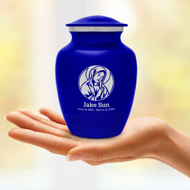 Virgin Mary Sharing Urn - Midnight Blue