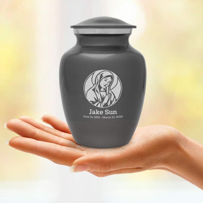 Virgin Mary Sharing Urn - Gunmetal Gray