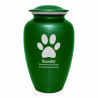 Extra Large Paw Print Pet Cremation Urn - Shamrock Green