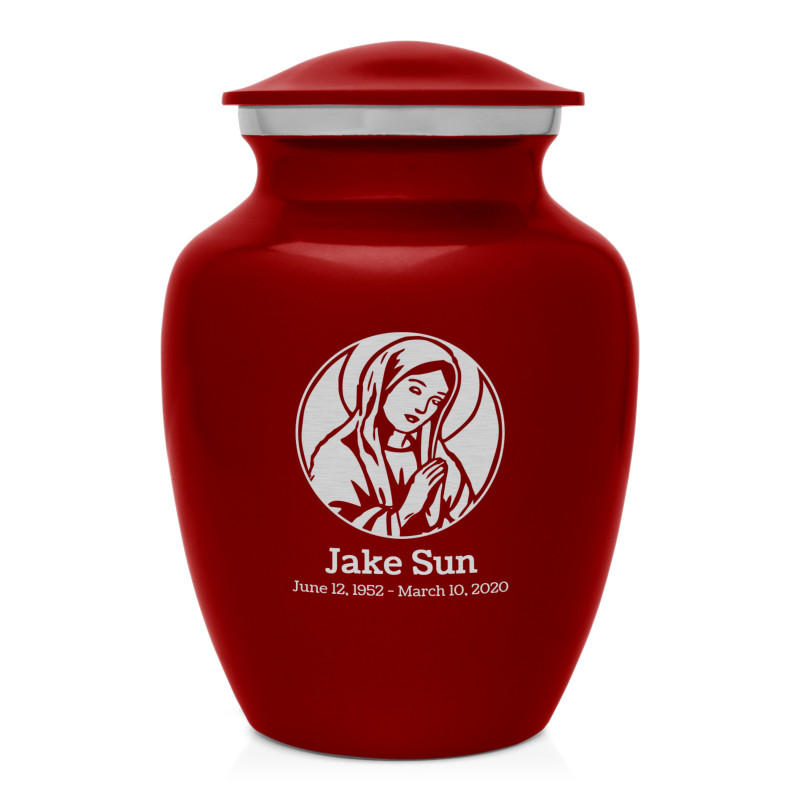 Virgin Mary Sharing Urn - Ruby Red