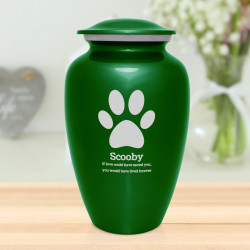 Extra Large Paw Print Pet Cremation Urn - Shamrock Green