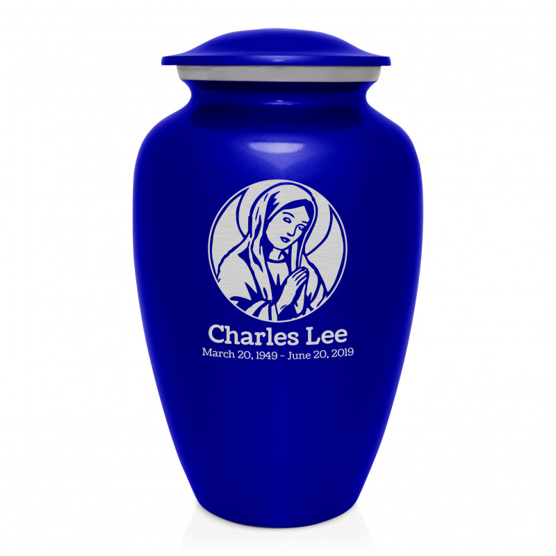 Virgin Mary Cremation Urn - Midnight Blue