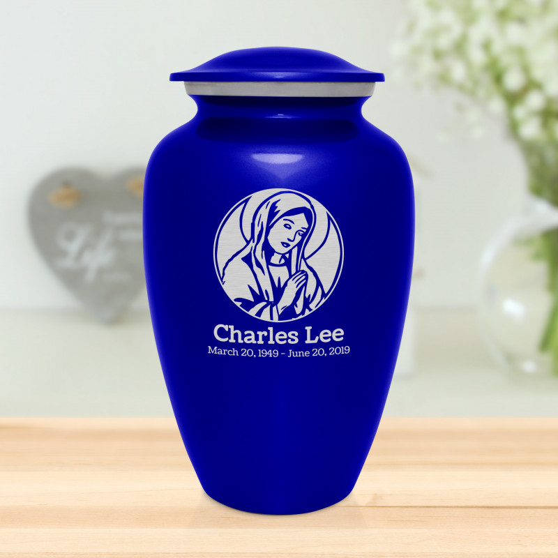 Virgin Mary Cremation Urn - Midnight Blue