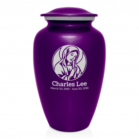 Virgin Mary Cremation Urn - Purple Luster