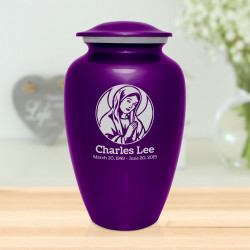Virgin Mary Cremation Urn - Purple Luster
