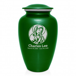 Virgin Mary Cremation Urn - Shamrock Green