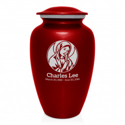 Virgin Mary Cremation Urn - Ruby Red