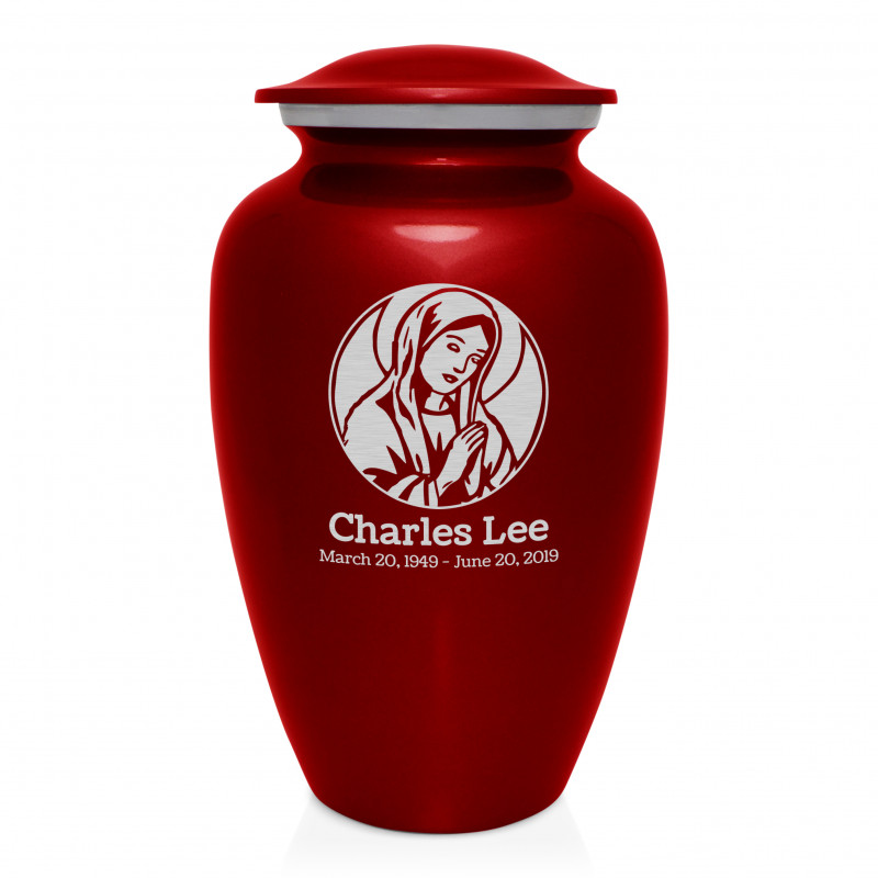 Virgin Mary Cremation Urn - Ruby Red