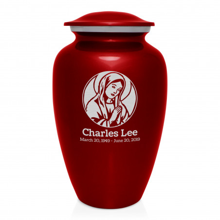 Virgin Mary Cremation Urn - Ruby Red