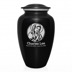 Virgin Mary Cremation Urn - Jet Black