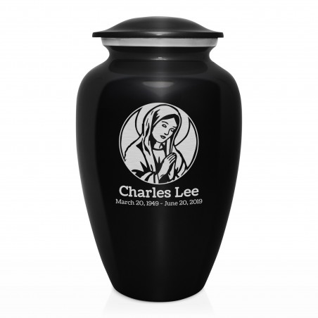 Virgin Mary Cremation Urn - Jet Black