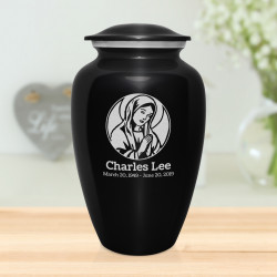 Virgin Mary Cremation Urn - Jet Black
