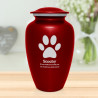 Extra Large Paw Print Pet Cremation Urn - Ruby Red