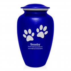 Extra Large Paw Prints Pet Cremation Urn - Midnight Blue