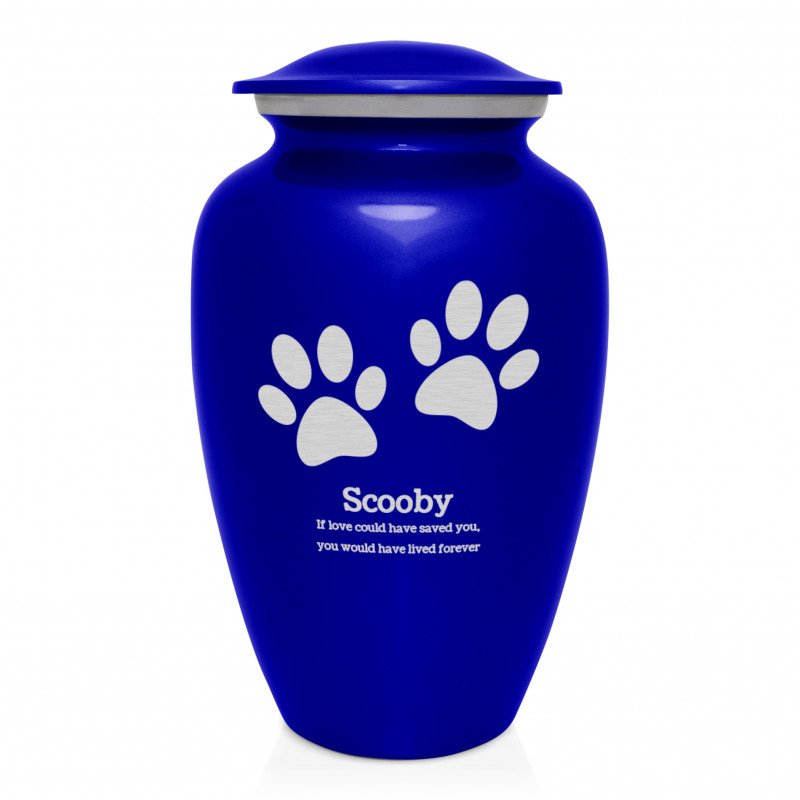 Extra Large Paw Prints Pet Cremation Urn - Midnight Blue