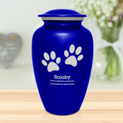 Extra Large Paw Prints Pet Cremation Urn - Midnight Blue