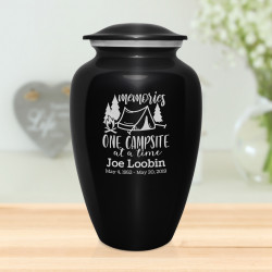 Tent Camping Cremation Urn - Jet Black