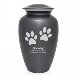 Extra Large Paw Prints Pet Cremation Urn - Gunmetal Gray