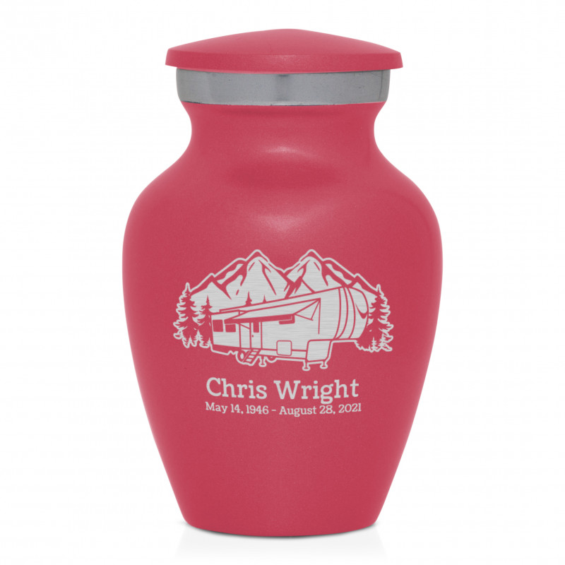 Fifth Wheel Camper Keepsake Urn - Rose Pink