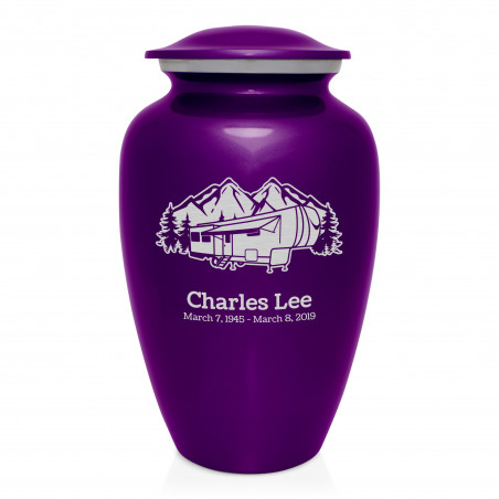 Fifth Wheel Camper Cremation Urn - Purple Luster