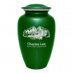 Fifth Wheel Camper Cremation Urn - Shamrock Green