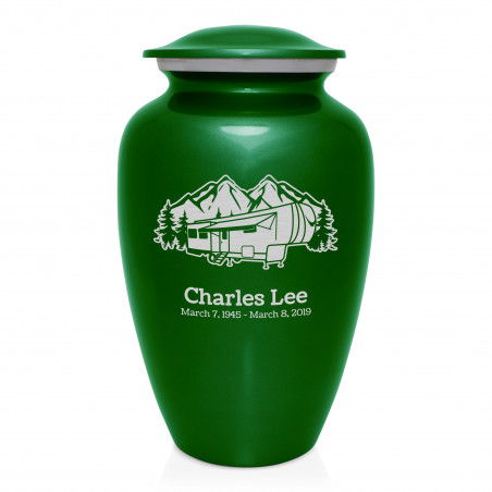 Fifth Wheel Camper Cremation Urn - Shamrock Green