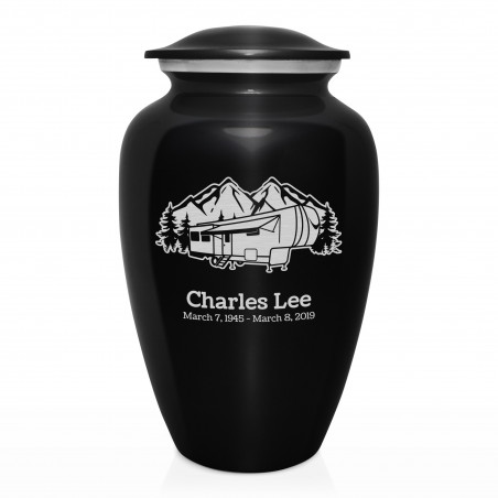Fifth Wheel Camper Cremation Urn - Jet Black