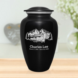 Fifth Wheel Camper Cremation Urn - Jet Black