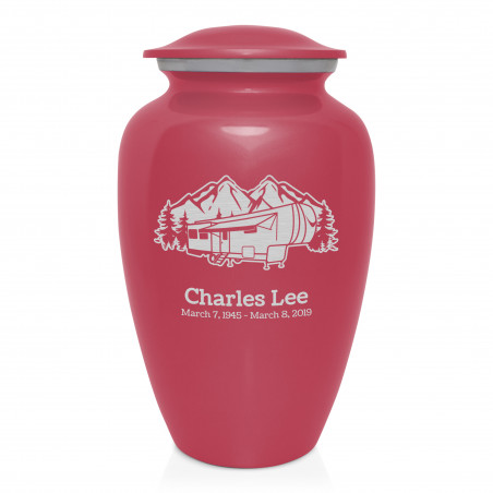 Fifth Wheel Camper Cremation Urn - Rose Pink