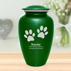 Extra Large Paw Prints Pet Cremation Urn - Shamrock Green