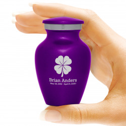 4 Leaf Clover Keepsake Urn - Purple Luster