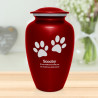 Extra Large Paw Prints Pet Cremation Urn - Ruby Red
