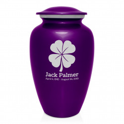 4 Leaf Clover Cremation Urn - Purple Luster