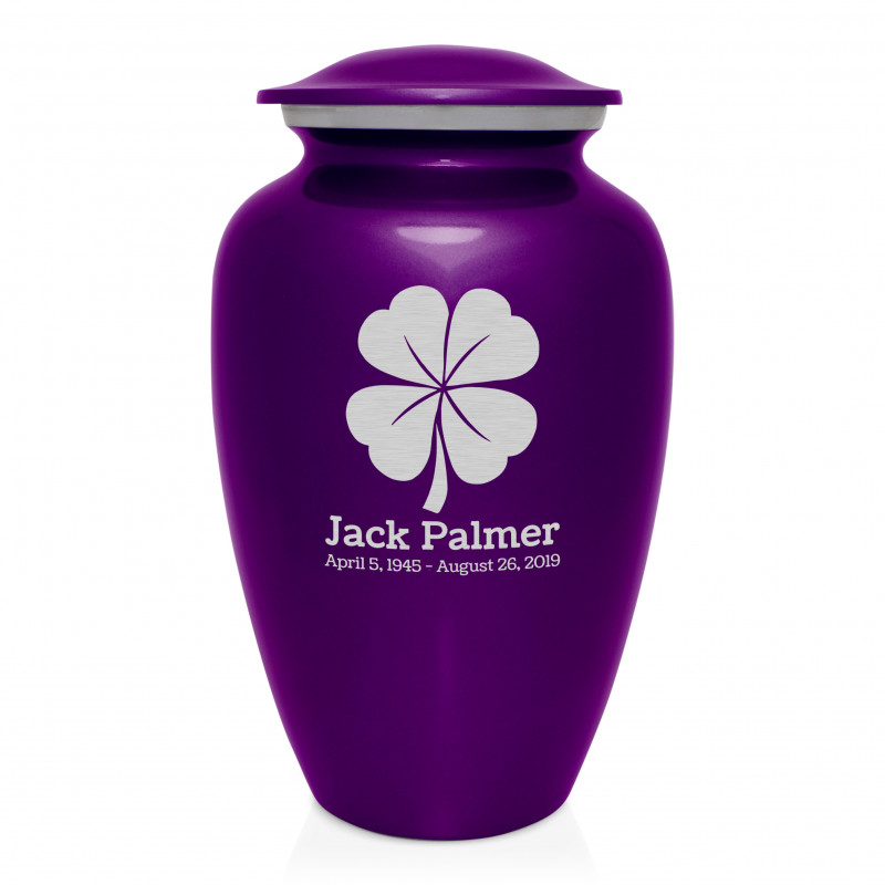 4 Leaf Clover Cremation Urn - Purple Luster