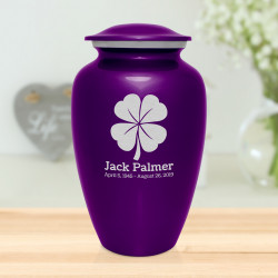4 Leaf Clover Cremation Urn - Purple Luster