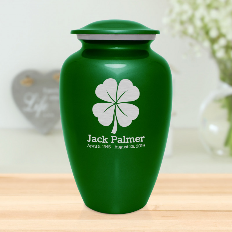 4 Leaf Clover Cremation Urn - Shamrock Green